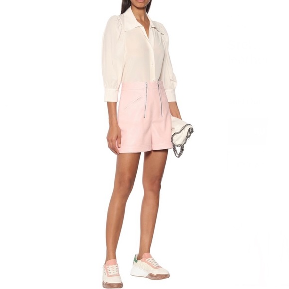 STELLA MCCARTNEY REVOLVE PINK FAUX LEATHER SHORTS - Picture 15 of 16